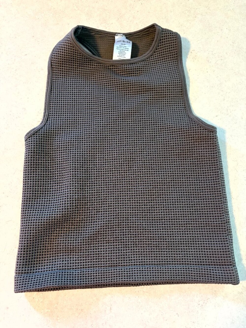 BKE essentials women's Cropped fitted tank top Waffle Material Brown size XS/S